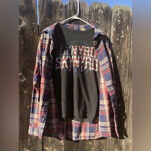 Flannel and Tshirt bundle Lynyrd Skynyrd Tee + Oversized Flannel Grunge band